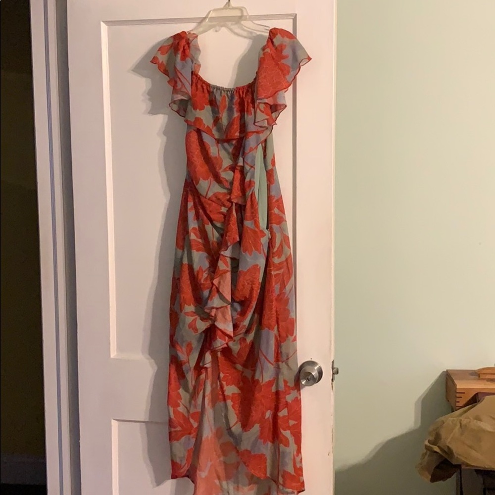 Red carter hi-lo tropical dress